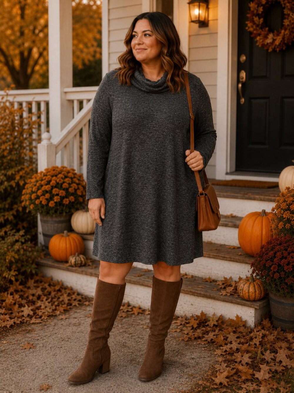 Maurices Charcoal Gray Cowl Neck Sweater Dress – Size 1X